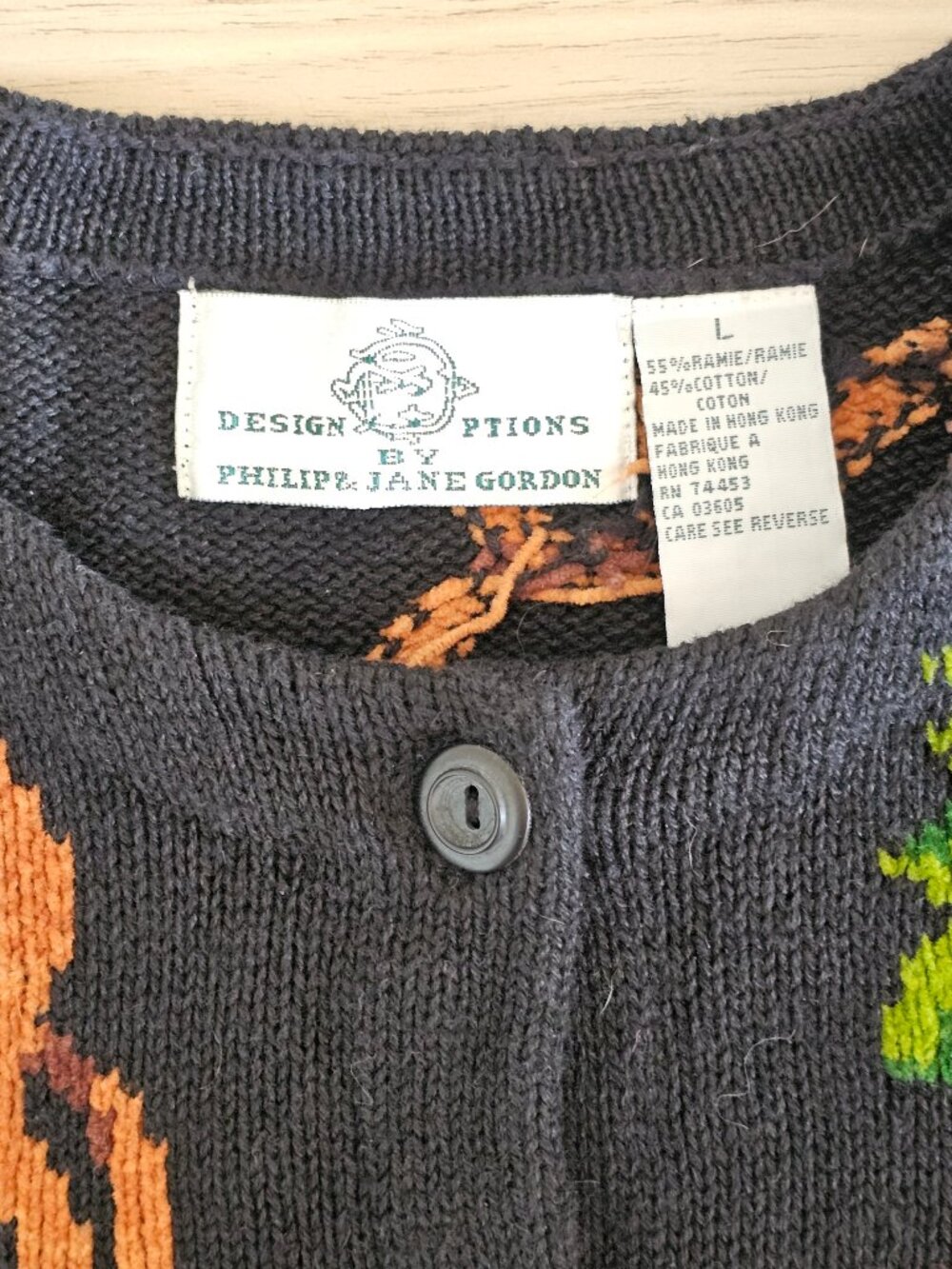 VINTAGE Design Options by Philip & Jane Gordon Grapes Novelty Cardigan Sweater - Picture 4 of 9